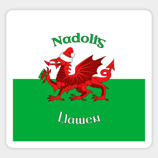 Nadolig Llawen - Christmas Welsh Dragon Flag Sticker